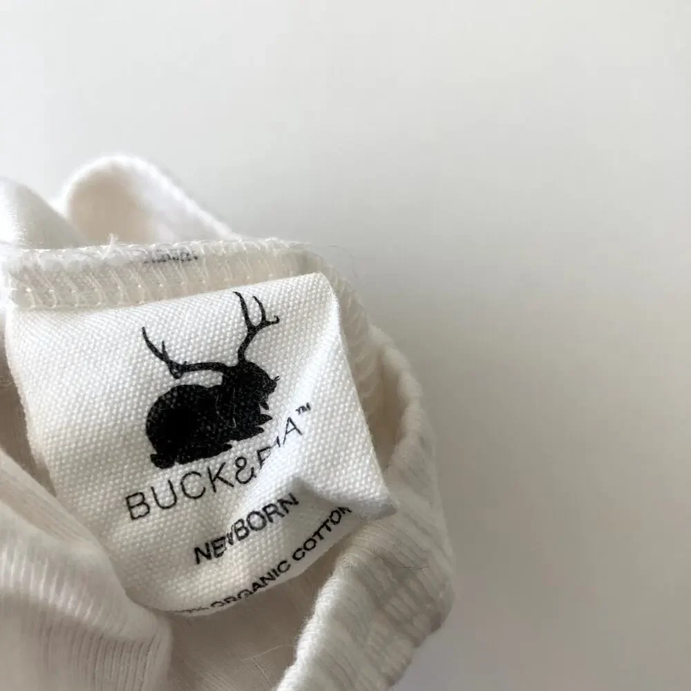 Buck & Baa Organic Cotton Ribbed Knotted Baby Hat - White - Newborn